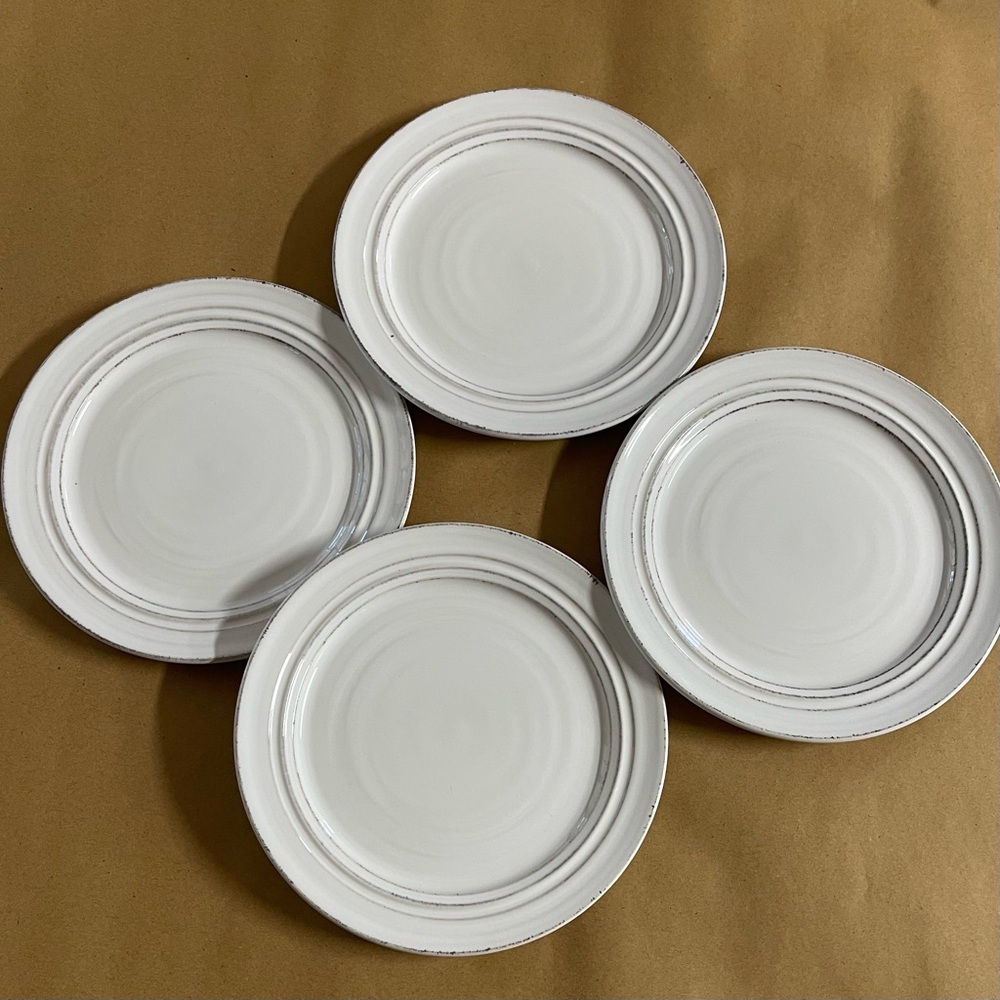 Noble Excellence Harper Stoneware White Plates Set of 4 Handcrafted Portugal - Picture 2 of 6